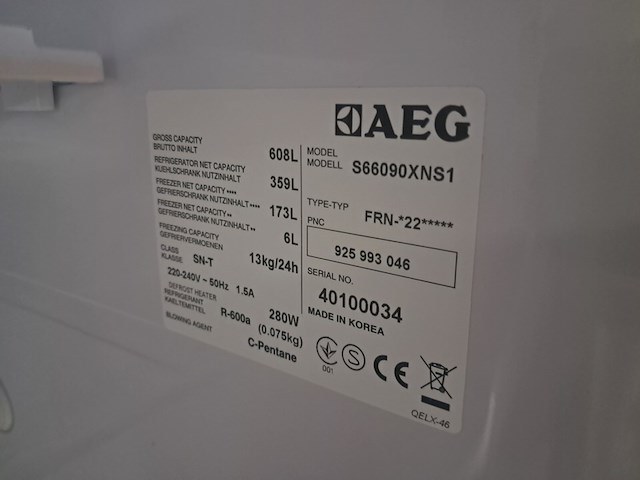 Amerikaanse koelkast a+++, aeg, s66090xns1, grijs / chroom - afbeelding 13 van  13
