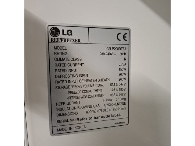 Amerikaanse koelkast, lg a++, grp208dtza - afbeelding 8 van  8