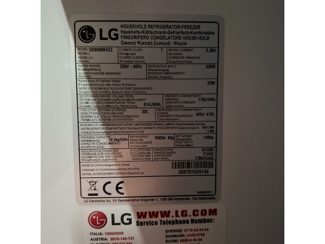 Amerikaanse koelkast, lg, gs9366necz - a++ - afbeelding 2 van  16