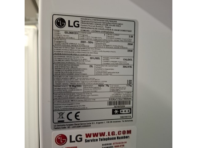 Amerikaanse koelkast no frost, lg a+++, gsl360icev, grijs / chroom - afbeelding 2 van  10