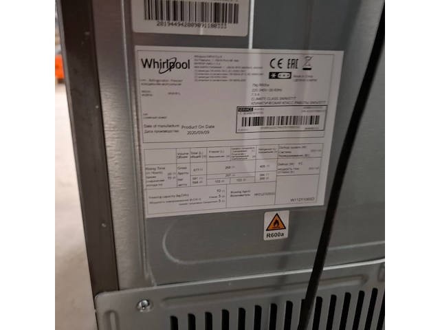 Amerikaanse koelkast no frost, whirlpool a+++, wq9b1l - afbeelding 2 van  10