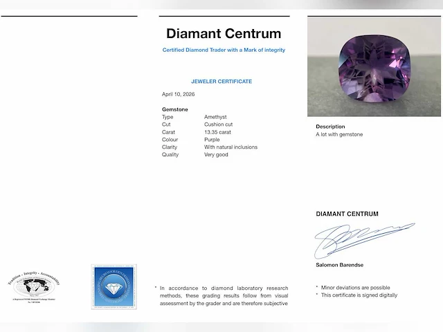 Amethist 13.35 ct - afbeelding 5 van  5