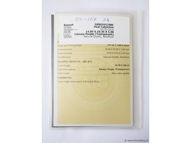 Amethyst 10.78ct aig certified - afbeelding 3 van  4