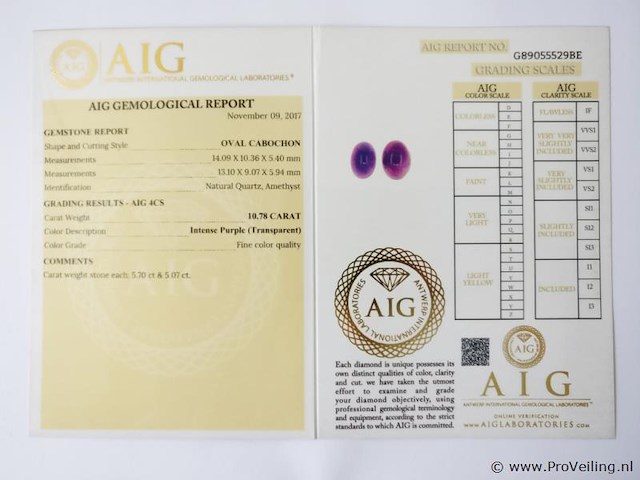 Amethyst 10.78ct aig certified - afbeelding 4 van  4