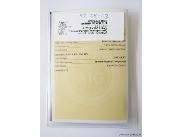 Amethyst 1.59ct aig certified - afbeelding 3 van  4