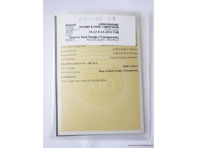 Amethyst 24.89ct aig certified - afbeelding 3 van  4