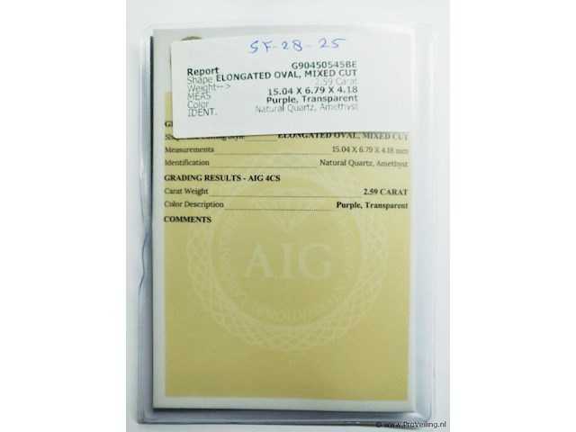Amethyst 2.59ct aig certified - afbeelding 3 van  4
