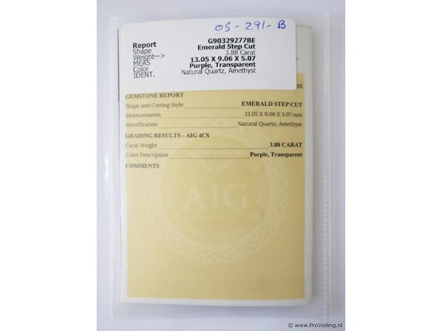 Amethyst 3.88ct aig certified - afbeelding 3 van  4