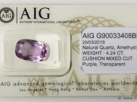 Amethyst 4.24ct aig certified - afbeelding 2 van  4
