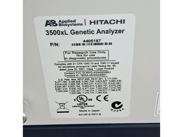 Analysesysteem, applied biosystems hitachi, 3500xl genetic analyzer, 2013 - afbeelding 5 van  7