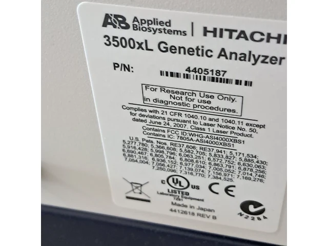 Analysesysteem, applied biosystems hitachi, 3500xl genetic analyzer, 2014 - afbeelding 6 van  9