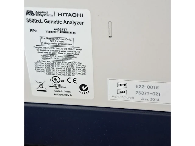 Analysesysteem, applied biosystems hitachi, 3500xl genetic analyzer, 2014 - afbeelding 9 van  9