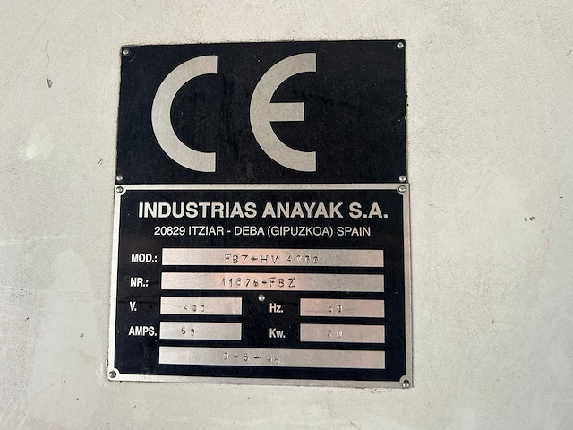 Anayak - fbz-hv 4000 - bed type milling machine - 1996 - afbeelding 4 van  12