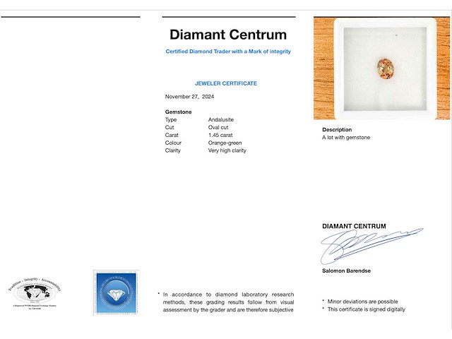 Andalusiet 1.45 carat natuurlijke andalusiet - afbeelding 2 van  3
