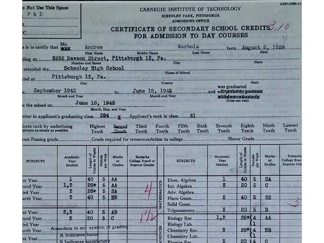 Andy warhol ‘schoolrapport’ - afbeelding 3 van  5