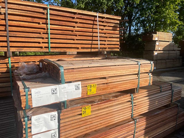 Angelim pedra latten geschaafd 1250-1550x40x21mm (293x) - afbeelding 2 van  3