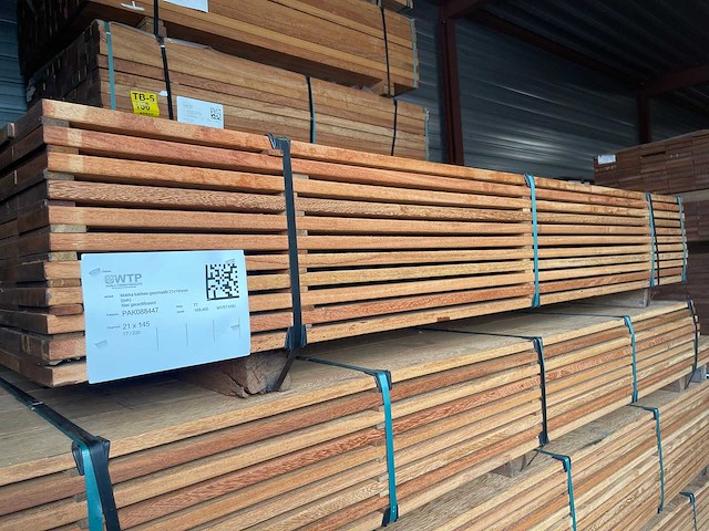 Angelim pedra planken geschaafd 1900x145x21mm (147x) - afbeelding 2 van  4