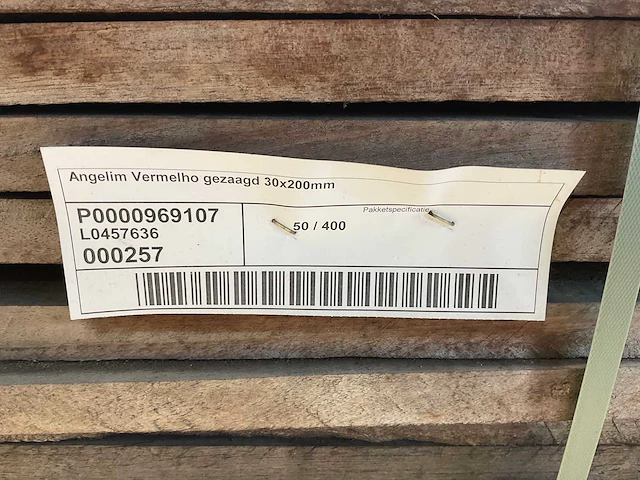 Angelim vermelho hardhouten plank gezaagd 400x19,5x3 cm (15x) - afbeelding 6 van  7