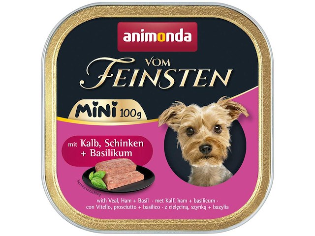 Animonda kalfsvlees, ham & basilicum hondenvoer - 100g (128x) - afbeelding 1 van  5