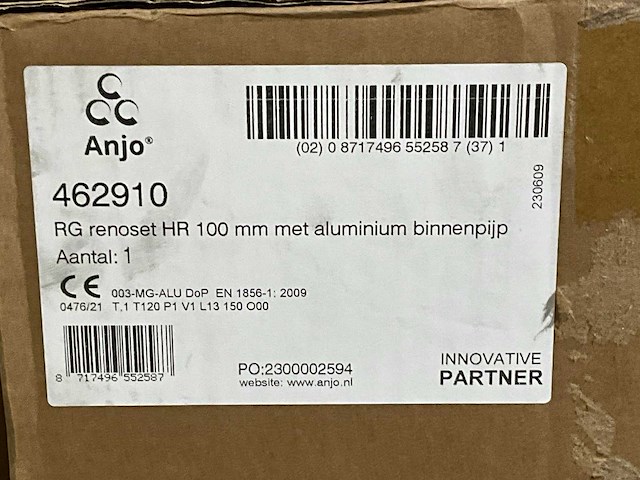 Anjo rookgas hr-renovatieset+plakplaat tbv hr ketels 100mm - afbeelding 3 van  3