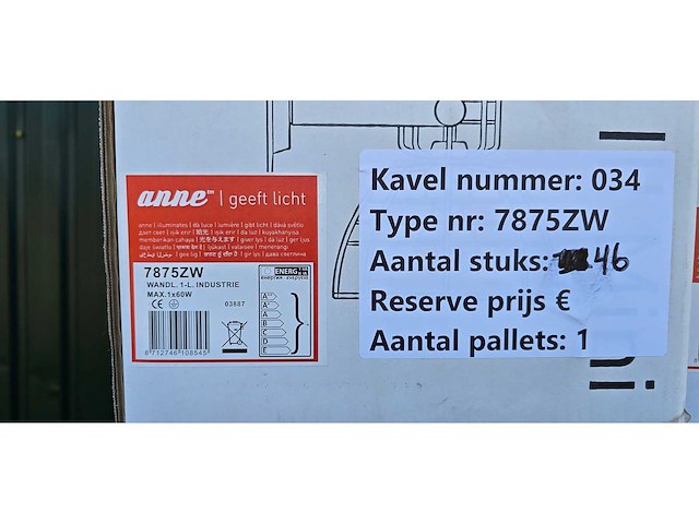 Anne lighting - mark iii 7875zw - wall lamp (46x) - afbeelding 5 van  6