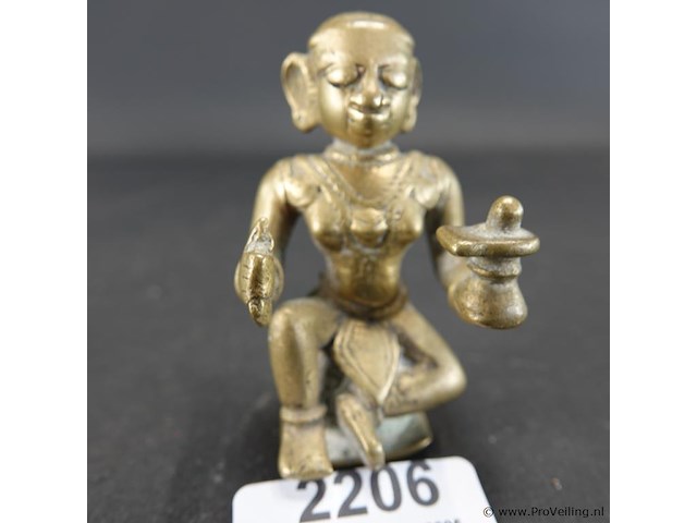 Antiek (18de eeuw) bronzen hindoegod krishna als kind - afbeelding 1 van  5