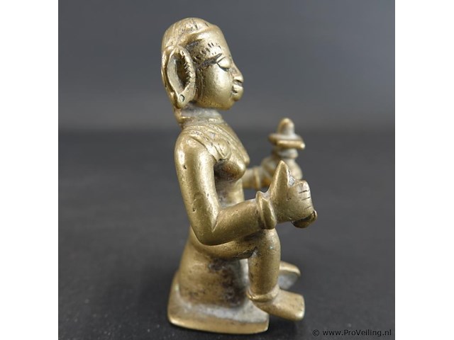 Antiek (18de eeuw) bronzen hindoegod krishna als kind - afbeelding 2 van  5