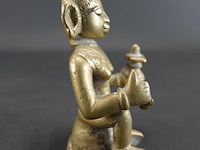 Antiek (18de eeuw) bronzen hindoegod krishna als kind - afbeelding 2 van  5