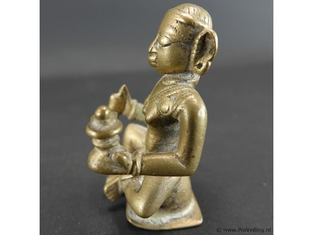 Antiek (18de eeuw) bronzen hindoegod krishna als kind - afbeelding 4 van  5