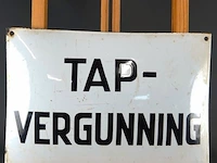 Antiek authentiek emaille wandbord "tap-vergunning" - afbeelding 2 van  8