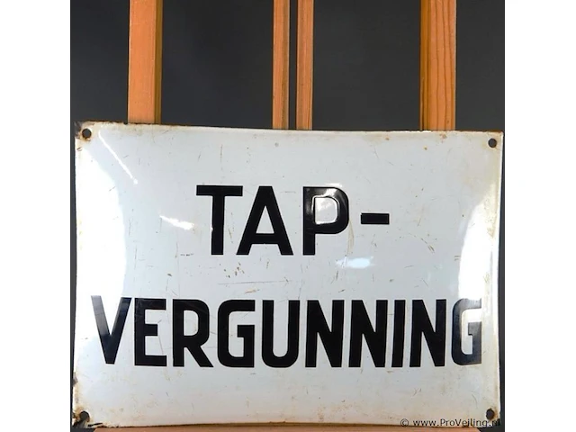 Antiek authentiek emaille wandbord "tap-vergunning" - afbeelding 3 van  8