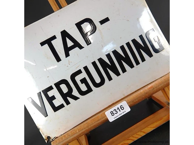 Antiek authentiek emaille wandbord "tap-vergunning" - afbeelding 5 van  8