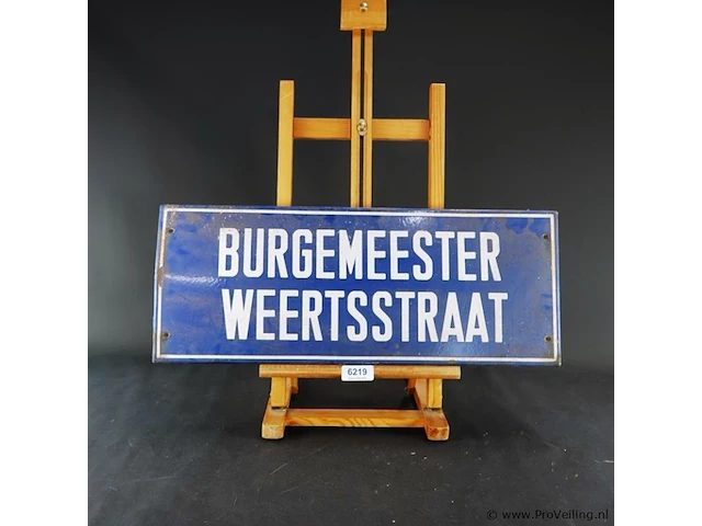 Antiek blauw geëmailleerd straatnaambord burgemeester weertstraat - afbeelding 1 van  5