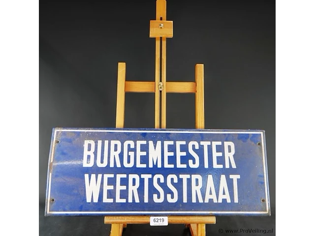 Antiek blauw geëmailleerd straatnaambord burgemeester weertstraat - afbeelding 2 van  5