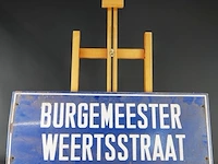 Antiek blauw geëmailleerd straatnaambord burgemeester weertstraat - afbeelding 2 van  5