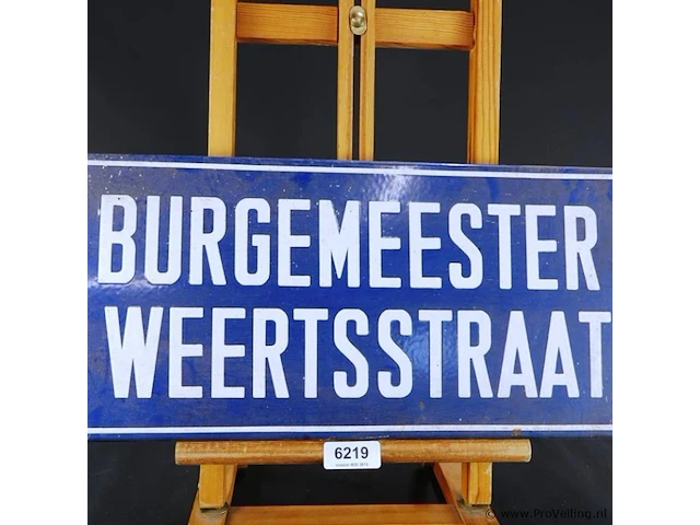 Antiek blauw geëmailleerd straatnaambord burgemeester weertstraat - afbeelding 3 van  5
