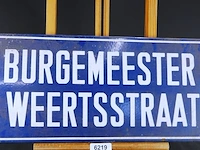 Antiek blauw geëmailleerd straatnaambord burgemeester weertstraat - afbeelding 3 van  5