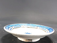 Antiek blauw-wit chinees of europees chinoiserie porseleinen/aardewerken schoteltje - afbeelding 2 van  5