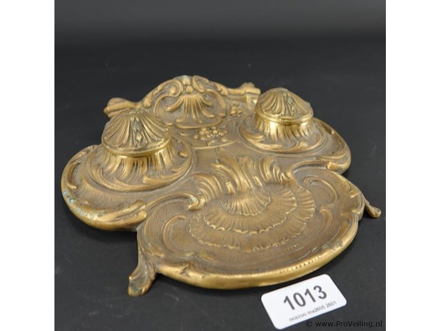 Antiek brons/messing inktstel - afbeelding 1 van  5