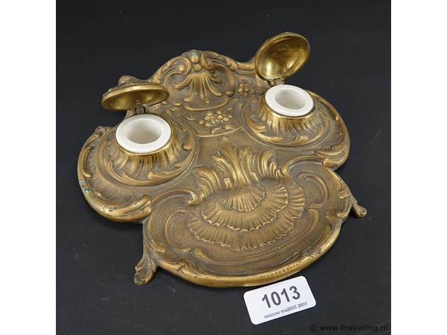 Antiek brons/messing inktstel - afbeelding 3 van  5