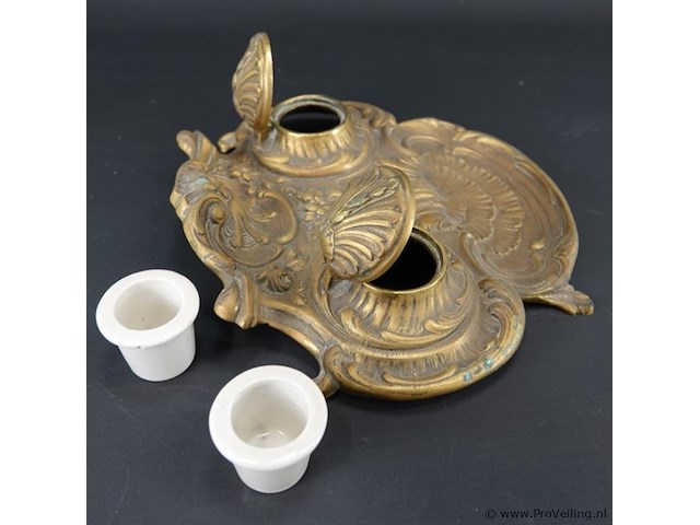 Antiek brons/messing inktstel - afbeelding 4 van  5