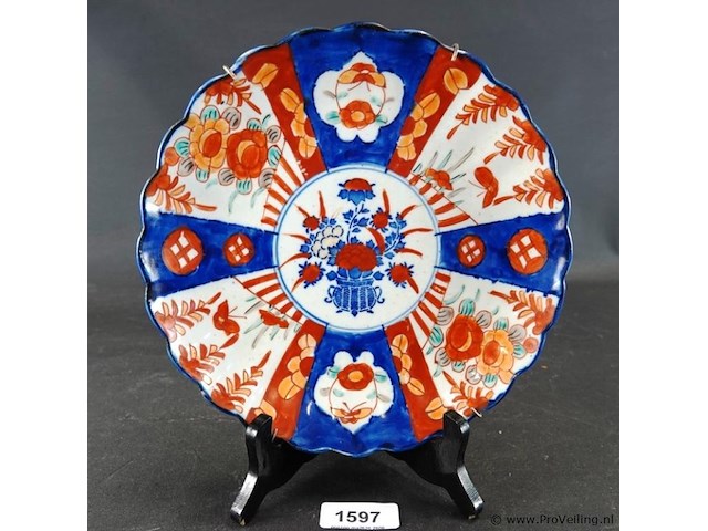 Antiek (ca. 1850/1880) japans imari-porseleinen wandbord - afbeelding 1 van  5