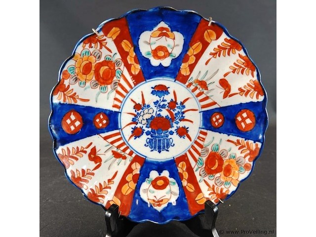 Antiek (ca. 1850/1880) japans imari-porseleinen wandbord - afbeelding 2 van  5
