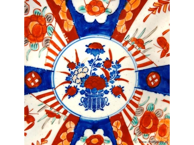 Antiek (ca. 1850/1880) japans imari-porseleinen wandbord - afbeelding 3 van  5