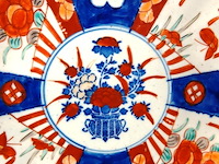Antiek (ca. 1850/1880) japans imari-porseleinen wandbord - afbeelding 3 van  5