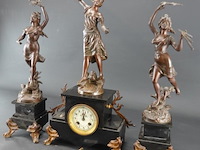 Antiek (ca. 1900) bronzen klokken stel gesigneerd - afbeelding 1 van  5