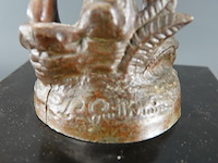 Antiek (ca. 1900) bronzen klokken stel gesigneerd - afbeelding 3 van  5