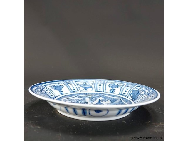 Antiek chinees blauw-wit kraakporseleinen bord - afbeelding 4 van  5