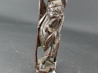 Antiek chinees houtsnijwerk met inleg - afbeelding 2 van  5