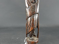 Antiek chinees houtsnijwerk met inleg - afbeelding 4 van  5